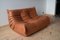 Peach Leather Togo 2-Seat & 3-Seat Sofa Set by Michel Ducaroy for Ligne Roset, 1970s, Set of 2 7