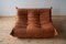 Peach Leather Togo 2-Seat & 3-Seat Sofa Set by Michel Ducaroy for Ligne Roset, 1970s, Set of 2 10