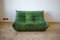 Dubai Green Leather Togo 2-Seat & 3-Seat Sofa Set by Michel Ducaroy for Ligne Roset, 1970s, Set of 2 4
