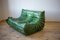 Dubai Green Leather Togo 2-Seat & 3-Seat Sofa Set by Michel Ducaroy for Ligne Roset, 1970s, Set of 2 11