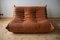 Peach Leather Togo 2-Seat & 3-Seat Sofa Set by Michel Ducaroy for Ligne Roset, 1970s, Set of 2 6