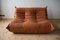 Peach Leather Togo 2-Seat & 3-Seat Sofa Set by Michel Ducaroy for Ligne Roset, 1970s, Set of 2 5