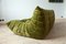 Green Olive Velvet Tissue Togo 2-Seat & 3-Seat Sofa Set by Michel Ducaroy for Ligne Roset, 1970s, Set of 2 7