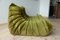 Green Olive Velvet Tissue Togo 2-Seat & 3-Seat Sofa Set by Michel Ducaroy for Ligne Roset, 1970s, Set of 2 5