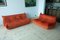 Orange Velvet Tissue Togo 2-Seat & 3-Seat Sofa Set by Michel Ducaroy for Ligne Roset, 1970s, Set of 2, Image 1