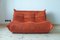 Orange Velvet Tissue Togo 2-Seat & 3-Seat Sofa Set by Michel Ducaroy for Ligne Roset, 1970s, Set of 2, Image 10