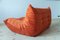 Amber Orange Velvet Togo 2- and 3-Seat Sofa Set by Michel Ducaroy for Ligne Roset, Set of 2 2