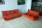 Amber Orange Velvet Togo 2- and 3-Seat Sofa Set by Michel Ducaroy for Ligne Roset, Set of 2 1