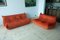 Amber Orange Velvet Togo 2- and 3-Seat Sofa Set by Michel Ducaroy for Ligne Roset, Set of 2, Image 1