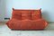 Canapé 2 et 3 Places Togo en Velours Orange Ambré par Michel Ducaroy pour Ligne Roset, Set de 2 7