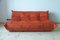 Orange Velvet Tissue Togo 2-Seat & 3-Seat Sofa Set by Michel Ducaroy for Ligne Roset, 1970s, Set of 2 7