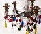 19th Century French Chandelier with Colored Glass and Bronze 4