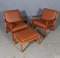 Lounge Chairs & Ottoman by Ole Wanscher for Cado, Set of 3 2