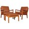 Lounge Chairs & Ottoman by Ole Wanscher for Cado, Set of 3 1