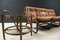 Sofá de tres plazas italiano de bambú, ratán y cuero, años 60, Imagen 3