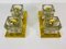 Brass and Frosted Ice Glass Cube Flush Mounts from Peill & Putzler, 1970s, Set of 2 3