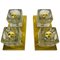 Brass and Frosted Ice Glass Cube Flush Mounts from Peill & Putzler, 1970s, Set of 2, Image 1