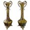 Large Art Nouveau Art Glass Vases with Bronze Fittings, 1900s, Set of 2 1