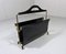 Black Leather and Brass Magazine Rack, 1950s 1