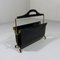 Black Leather and Brass Magazine Rack, 1950s 13