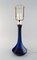Table Lamp in Royal Blue Art Glass with Brass Mounting from Holmegaard, 1960s 4