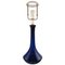 Lampe de Bureau Bleu Roi en Verre avec Support en Laiton de Holmegaard, 1960s 1