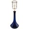 Table Lamp in Royal Blue Art Glass with Brass Mounting from Holmegaard, 1960s 1