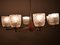 Large Mid-Century Teak and Frosted Glass Chandelier, 1960s, Image 8