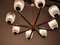 Large Mid-Century Teak and Frosted Glass Chandelier, 1960s, Image 16