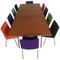 Conference Table in Teak & Metal with Airport Chairs by Hans J. Wegner for Andreas Tuck, 1960s, Set of 26 1