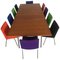 Fully Restored Conference Table in Teak & Metal with Airport Chairs by Hans J. Wegner for Andreas Tuck, 1960s, Set of 26 1