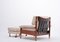 Mid-Century Italian Beige Leather and Rosewood Model Sella Lounge Chair and Ottoman Set by Carlo de Carli for Luigi Sormani, 1960s, Set of 2, Image 4