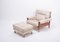 Mid-Century Italian Beige Leather and Rosewood Model Sella Lounge Chair and Ottoman Set by Carlo de Carli for Luigi Sormani, 1960s, Set of 2 2
