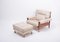 Mid-Century Italian Beige Leather and Rosewood Model Sella Lounge Chair and Ottoman Set by Carlo de Carli for Luigi Sormani, 1960s, Set of 2, Image 2