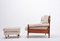 Mid-Century Italian Beige Leather and Rosewood Model Sella Lounge Chair and Ottoman Set by Carlo de Carli for Luigi Sormani, 1960s, Set of 2, Image 6