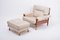 Mid-Century Italian Beige Leather and Rosewood Model Sella Lounge Chair and Ottoman Set by Carlo de Carli for Luigi Sormani, 1960s, Set of 2, Image 1