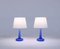 Lámparas de mesa danesas modernas de vidrio azul de Michael Bang para Holmegaard, años 70. Juego de 2, Imagen 7