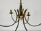 Lámpara de araña Sputnik Mid-Century de latón con seis brazos, años 60, Imagen 5