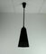 Industrial Bauhaus Black Metal and Opaline Glass Ceiling Lamp, 1950s, Image 1