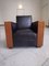 Art Deco Cubist Black Leather Lounge Chair, 1930s 7