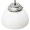 Vintage Industrial White Opaline Glass and Metal Pendant Lamp, 1950s 3