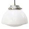 Vintage Industrial White Opaline Glass and Metal Pendant Lamp, 1950s, Image 1