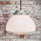 Vintage Industrial White Opaline Glass and Metal Pendant Lamp, 1950s 5