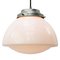 Vintage Industrial White Opaline Glass and Metal Pendant Lamp, 1950s 2