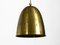 Large Mid-Century Brass Pendant Lamp with 3 Sockets, 1950s 1
