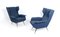 Italian Ultramarine Blue Fabric Armchairs with Metal Legs, 1950s, Set of 2, Image 9