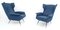 Italian Ultramarine Blue Fabric Armchairs with Metal Legs, 1950s, Set of 2 4