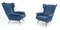 Italian Ultramarine Blue Fabric Armchairs with Metal Legs, 1950s, Set of 2, Image 4