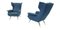 Italian Ultramarine Blue Fabric Armchairs with Metal Legs, 1950s, Set of 2, Image 5