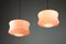 Mid-Century Pink Glass and Brass Pendant Lamps, Set of 2 12